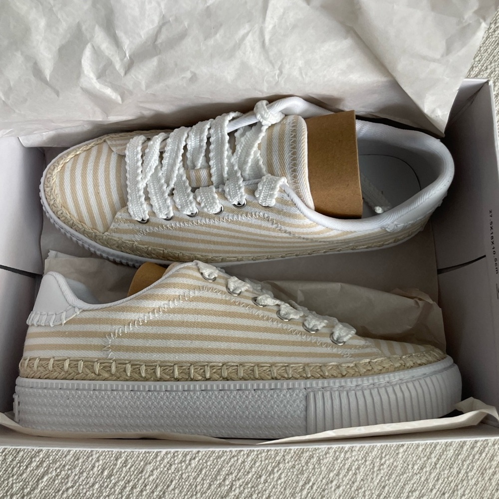 Marc Fisher striped White and Tan Sneakers